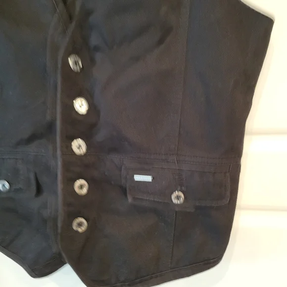 ROCK & REPUBLIC MEN'S BLACK WESTERN DENIM VEST SIZE MEDIUM - Picture 5 of 10